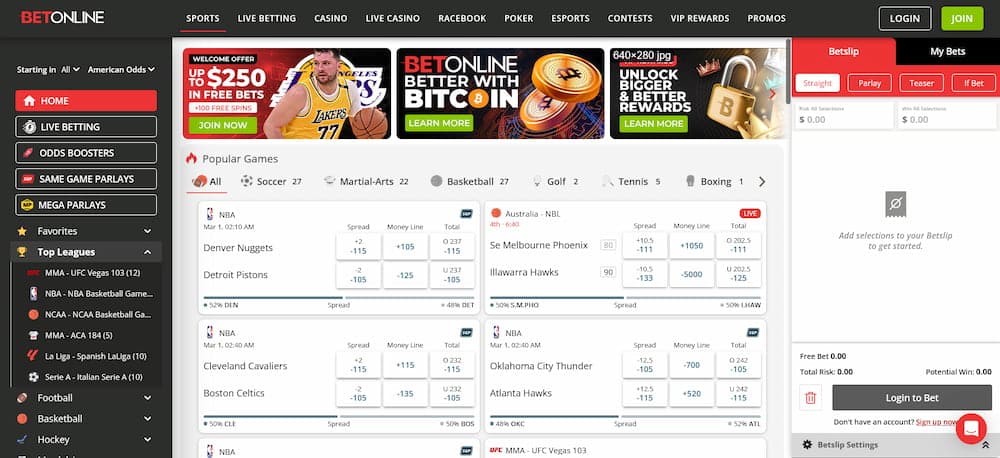 BetOnline - overall best new betting site for US players