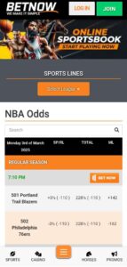 BetNow mobile version - one of the most trusted betting apps for US players