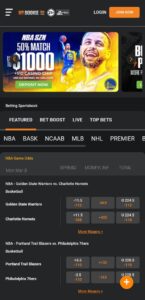 MyBookie mobile version - one of the best online betting apps available in the USA