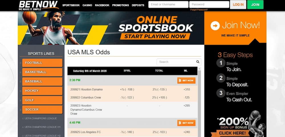 BetNow - one of the most trusted MLS sportsbooks